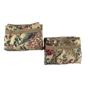 RALPH LAUREN Home King Floral Cotton Pillow Shams Pair Cottage Jute Garden Style